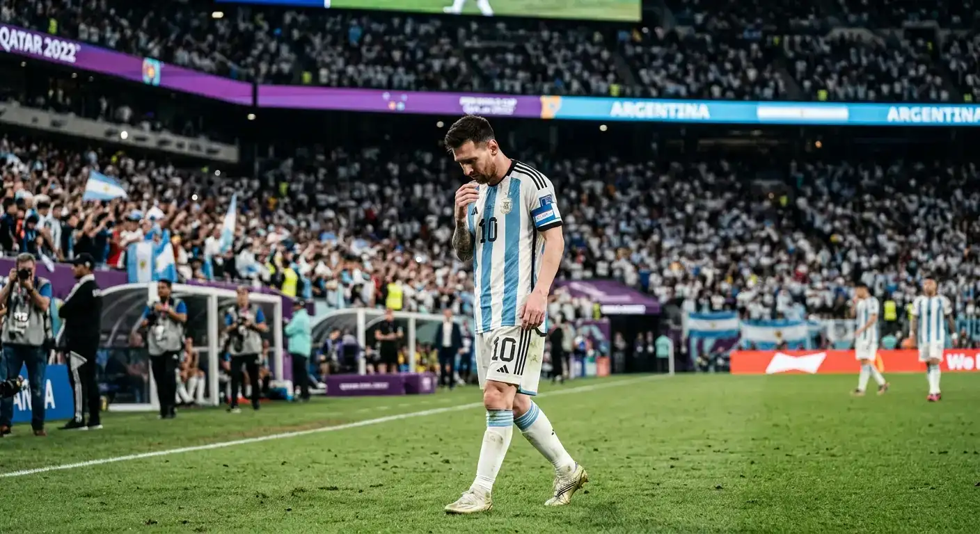 Messi walks off the pitch after the 2026 World Cup final
