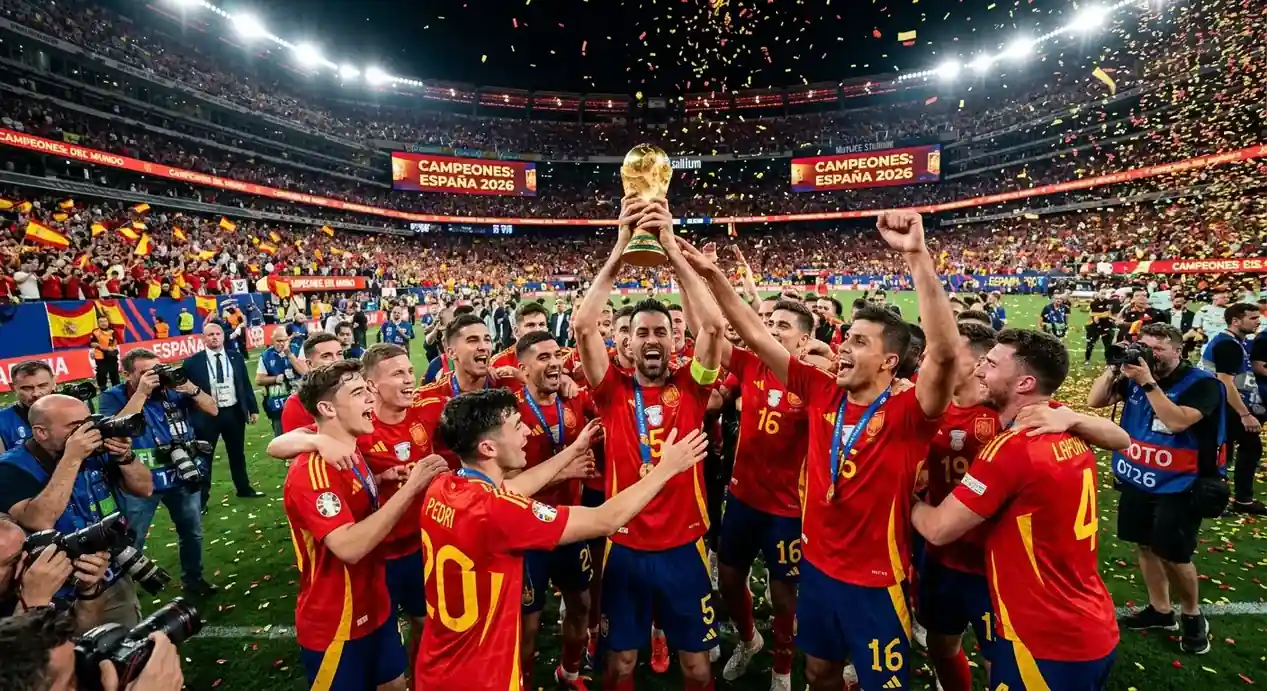 Spain celebrate winning the 2026 World Cup final